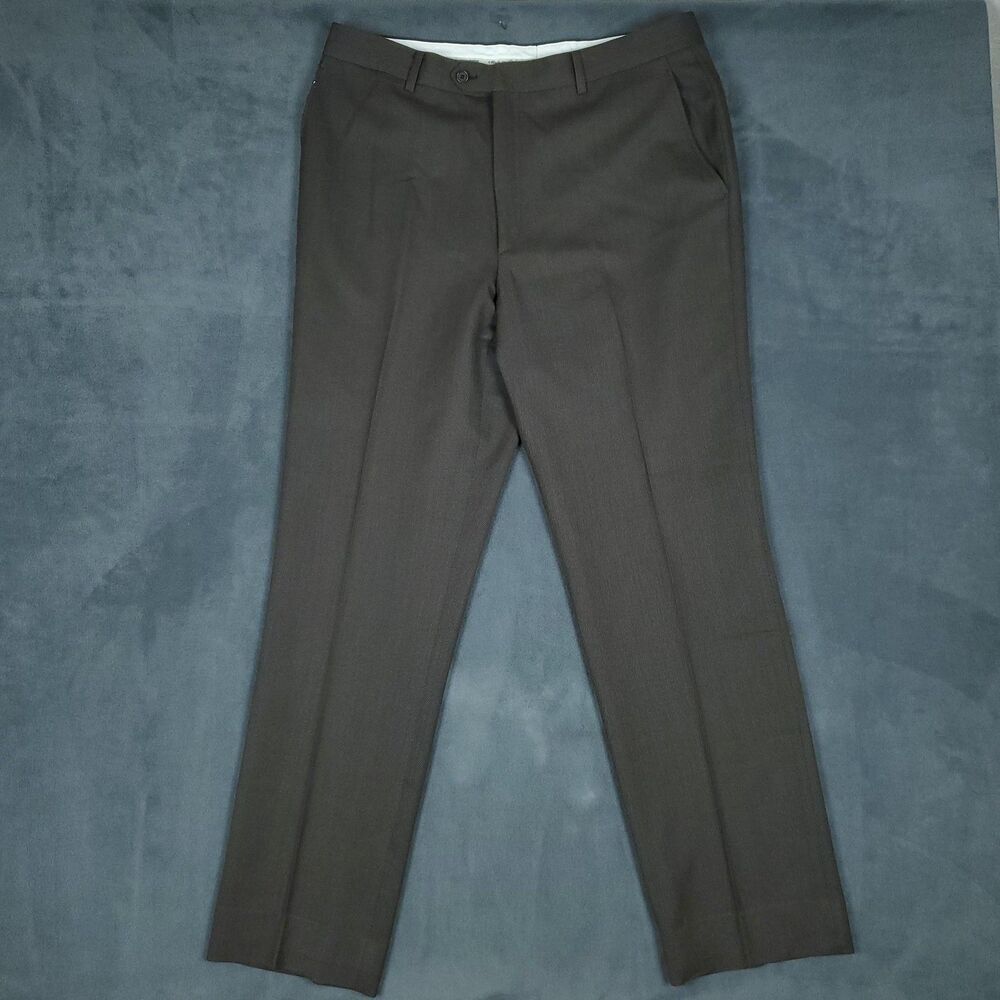 Giorgio Valentini Pants Mens 36x32 Brown Wool Super 130s Made In Italy Dress